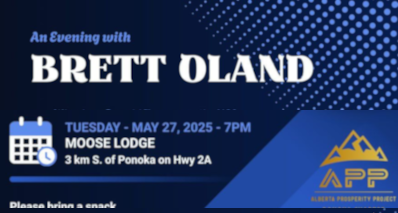 Event | Alberta Prosperity Project Ponoka Chapter | An Evening with Brett Oland | May 27
