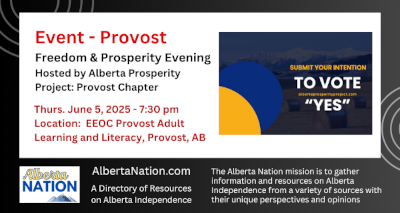 Event | Hosted by the Alberta Prosperity Project Provost Chapter | FREEDOM & PROSPERITY Evening - Provost | June 5