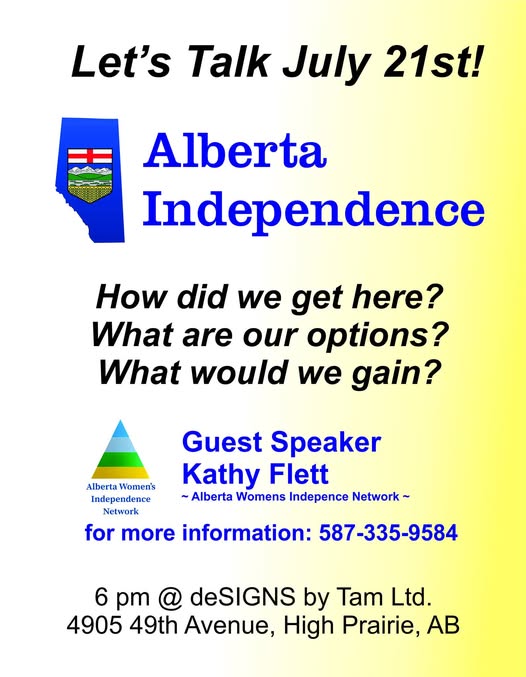 Event | High Prairie | Let's talk Alberta Independence Guest Speaker: Kathy Flett, Alberta Women's Independence Network