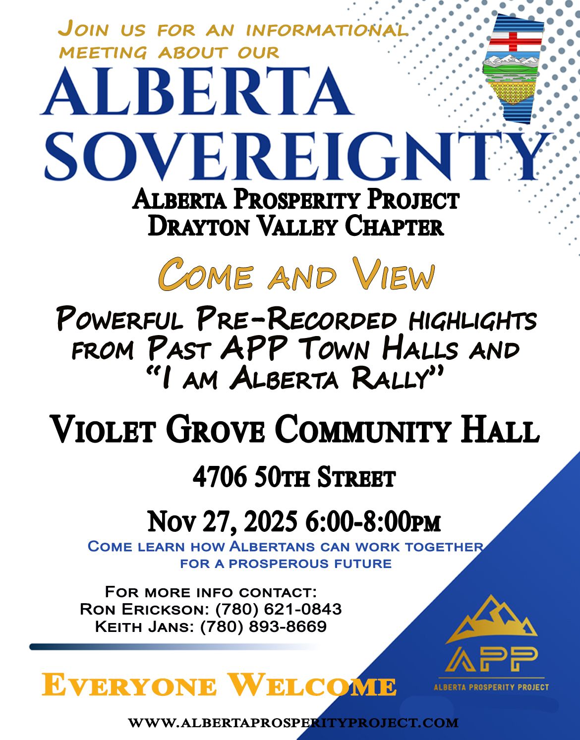 November 27 | Drayton Valley | APP Drayton Valley Chapter Meeting - Alberta Sovereignty