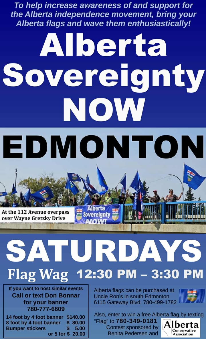 Event Rally | September 13 | Edmonton | Alberta Sovereignty NOW | Roadside Rally and Flag Wag Organized by Benita Pedersen
