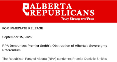 For Immediate Release | RPA Denounces Premier Smith's Obstruction of Alberta's Sovereignty Referendum by the Republican Party of Alberta