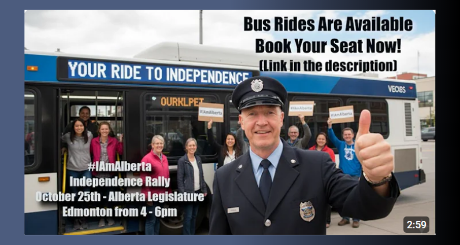 Event Busing |  Your Bus to the INDEPENDENCE Rally - Book it NOW! #IAmAlberta  Video announcement by John Bolton Busing organized by the Alberta Prosperity Project